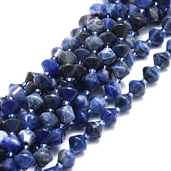 Sodalite Natural Sodalite Beads Strands, Faceted, Bicone, 8x8mm, Hole: 1mm, about 40pcs/strand, 15.24''(38.7cm)