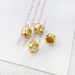 Golden Brass Pendant, Flower, Golden, 9x7mm