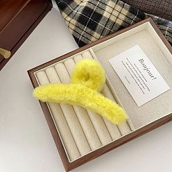 Large-Yellow Плюшевая заколка для волос в форме акулы для женщин, зимние аксессуары для волос
