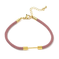 Rosy Brown Nylon Cord Bracelet Making, with Brass Beadable Bar, Golden, Rosy Brown, 6.89x0.16 inch(17.5x0.4cm)