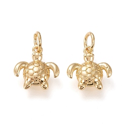 Настоящее золото 18K Латунь прелести, долговечный, Морская черепаха, реальный 18 k позолоченный, 12.3x11x2.5 мм, отверстие : 3 мм, Перейти кольцо: 5x1 мм, внутренний диаметр: 3 мм