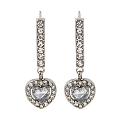 Нержавеющая Сталь Цвет Серьги-гвоздики из нержавеющей стали со стразами и прозрачными кубическими цирконами для женщин, ромб, цвет нержавеющей стали, 29x9.5 мм