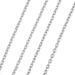 Platinum Iron Textured Cable Chains, Unwelded, with Spool, Lead Free, Oval, Platinum, 5x3.5x1mm