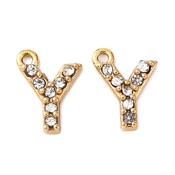 Letter Y Ионное покрытие (ip) 304 подвески со стразами из нержавеющей стали, золотые, Письмо Y, 8~9.5x5.5~8.5x2 мм