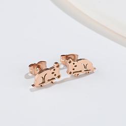 Rose gold Charming Minimalist Koala Stainless Steel Stud Earrings - Cute and Creative Animal Jewelry