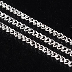 Silver Iron Twisted Chains Curb Chains, Unwelded, with Spool, Silver Color, Link: 2x3mm, 0.5mm thick, about 328.08 Feet(100m)/roll