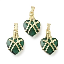 Зеленый Настоящие 18 кулоны из латуни, сердце прелести, без свинца и без кадмия, долговечный, зелёные, 22x14x8 мм, отверстие : 3x4 мм