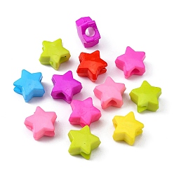 Mixed Color Opaque Acrylic European Beads, Large Hole Star Beads, Mixed Color, 13x13x7mm, Hole: 4mm, about 1050pcs/500g