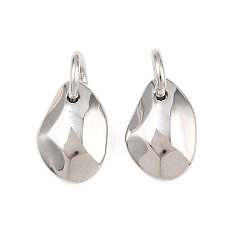 Platinum Brass Pendants, Irregular Oval Charms, Rack Plating, Long-Lasting Plated, Lead Free & Cadmium Free, Platinum, 16.5x11x5.5mm, Hole: 5mm