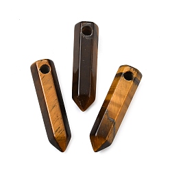 Тигровый глаз Естественно тигровый глаз отметил кулоны, подвески с гранеными пулями, 40~41x10.5x9.5 мм, отверстие : 3 мм