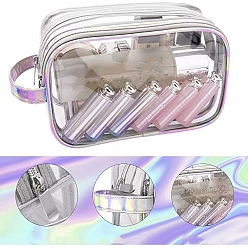 Silver Laser Portable PVC Waterpoof Makeup Storage Bag, Multi-functional Travel Wash Bag, Silver, 23x15x10cm