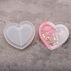 Clear Heart Silicone Pendant Molds, Resin Casting Molds, for UV Resin, Epoxy Resin Craft Making, Clear, 50x43x8mm