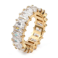 Золотой 304 кольцо из нержавеющей стали для женщин, с четким кубического циркония, золотые, 7 мм, размер США 6 (16.5 мм)