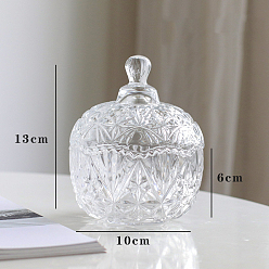 Clear Crystal Glass Storage Jar, Glass Candle Cup, with Lid, Candy Food Storage Container Supplies, Clear, 10x13cm