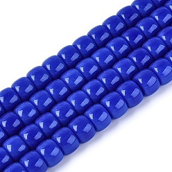 Синий Непрозрачное стекло бисер нитей, баррель, синие, 8x6 мм, отверстие : 1.6 мм, около 61~62 шт / нитка, 14.84''~15.16'' (37.7~38.5 см)