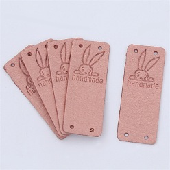 Misty Rose Microfiber Label Tags, with Holes & Word handmade, for DIY Jeans, Bags, Shoes, Hat Accessories, Rectangle, Misty Rose, 50x20mm