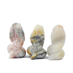 Crazy Agate Natural Crazy Agate Sculpture Display Decorations, for Home Office Desk, Snake, 31.3x40.7mm