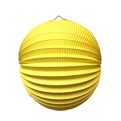 Yellow 3D Round Paper Lantern, for Nursery Garden Christmas Halloween Party Decoration, Yellow, 240mm
