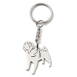 Stainless Steel Color 304 Stainless Steel Keychain, Dog, Stainless Steel Color, 8.5cm