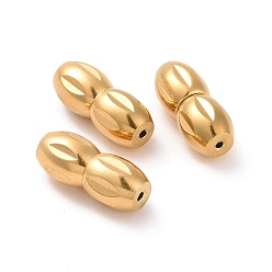 Золотой 304 из нержавеющей стали винтовые застежками, овальные, золотые, 12x5 мм, отверстие : 0.7 мм
