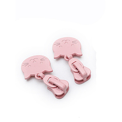 Pink Головка молнии из окрашенного сплава в форме кошки, замена язычка молнии, ползунки на молнии для сумок, багажных сумок, розовые, 3.336x1.342 см
