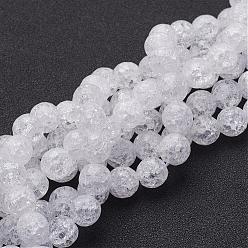 Blanc Crépitement synthétiques perles de quartz brins, 128 facettes, ronde, blanc, 8mm, Trou: 1mm, Environ 50 pcs/chapelet, 16 pouce