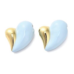 Светло-Голубой Латунь эмаль подвески, шарма сердца, долговечный, без кадмия и без свинца, стойки покрытие, реальный 18 k позолоченный, Небесно-голубой, 31x29x12 мм, отверстие : 3.5 мм