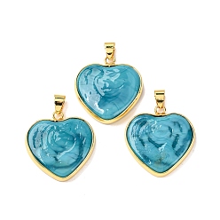 Озёрно--синий Подвески лэмпворк ручной работы, с латунной фурнитурой , долговечный, без свинца и без кадмия, сердце прелести, Плут синий, 28x26x4 мм, отверстие : 6.5x4 мм