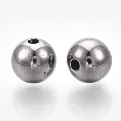 Gunmetal Plated UV Plating ABS Plastic Beads, Round, Gunmetal Plated, 17.5~18x17mm, Hole: 2.5mm