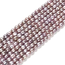 Rosy Brown Natural Cultured Freshwater Pearl Beads Strands, Rice, Grade 3A, Rosy Brown, 4.5~5.5x3~3.5mm, Hole: 0.5mm, about 70~71pcs/strand, 13.78''(35cm)
