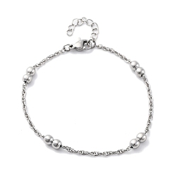 Нержавеющая Сталь Цвет 304 женские браслеты-цепочки из нержавеющей стали, два круга, цвет нержавеющей стали, 6-3/4 дюйм (17.2 см)