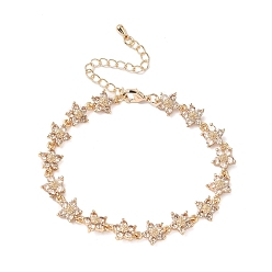 Персиковый Слойка Браслеты-цветы с кубическим цирконием, украшения из латуни для женщин, реальный 18 k позолоченный, розовые, 6-3/4 дюйм (17.2 см)