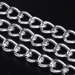 Серебро Овальные бордюрные цепи из оксидированного алюминия, несварные, с катушкой, серебряные, ссылка: 8x5x1.5 mm, около 98.43 футов (30 м) / рулон