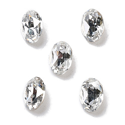 Серебряный Оттенок K 9 кабошоны из стеклянного страза, задние и задние, овальные, серебряный оттенок, 8x6x3.5 мм