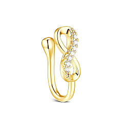 Золотой 304 Кольца для носа с микропаве из нержавеющей стали и прозрачным кубическим цирконием, бесконечность, золотые, 8 мм, штифты : 0.8 мм