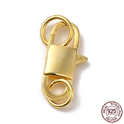 Golden 925 Sterling Silver Lobster Claw Clasps, Rectangle with 925 Stamp, Golden, 14.5x7x3mm