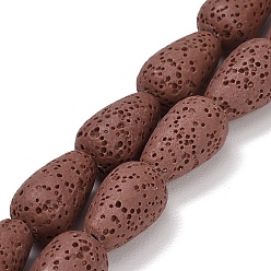 Индийский Красный Бусы из натуральной лавы, окрашенные, слеза, Индийская красная, 16~16.5x10 мм, отверстие : 1 мм, около 25 шт / нитка, 16.14'' (41 см)