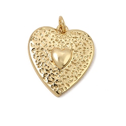 Real 18K Gold Plated Brass Pendants, Hammered Heart Charms, Rack Plating, Long-Lasting Plated, Cadmium Free & Lead Free, Real 18K Gold Plated, 23.5x20.5x4.5mm, Hole: 3.3mm