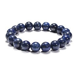 Blue Valentine Day Gift for Husband Stretchy Gemstone Bracelets, with Lapis Lazuli(Dyed) and Elastic Cord, Blue, 51mm