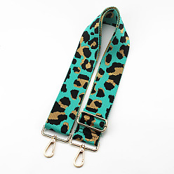 Turquoise Leopard Print Pattern Polyester Adjustable Wide Shoulder Strap, with Swivel Clasps, for Bag Replacement Accessories, Light Gold, Turquoise, 80~130x5cm