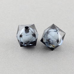 Gray Transparent Acrylic Beads, Bead in Bead, Faceted Cube, Gray, 20x19x19mm, Hole: 3mm, about 120pcs/500g