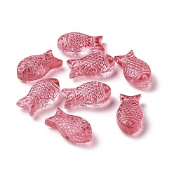 Indian Red Transparent Spray Painted Glass Beads, Fish, Indian Red, 15x8x5mm, Hole: 1mm