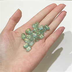 Medium Sea Green Transparent Czech Glass Beads, Pakchoi, Medium Sea Green, 11x7mm
