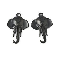 Черный Ионное покрытие (ip) 304 подвески из нержавеющей стали, Слон прелести, чёрные, 28x19x3 мм, отверстие : 2.5 мм