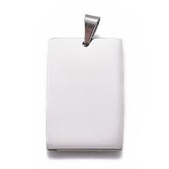 Stainless Steel Color 304 Stainless Steel Pendants, Rectangle, Stamping Blank Tag, Stainless Steel Color, 40x25x2mm, Hole: 5x7.5mm