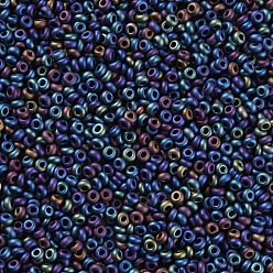 со Синим Покрытием Fgb 6/0 круглый стеклянный бисер класса А, металлик цвета радужной оболочки, матовый стиль, с покрытием синим, 6/0, 4x3 мм, отверстие : 1 мм, Около 4500 шт / фунт