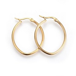 Golden 201 Stainless Steel Hoop Earrings, with 304 Stainless Steel Pin, Hypoallergenic Earrings, Oval, Golden, 12 Gauge, 34x28x2mm, Pin: 1mm