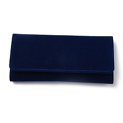 Prussian Blue PVC Suede Fabric Travel Jewelry Organizer Roll Foldable Jewelry Case, Jewelry Storage Bag, for Necklaces, Rings, Bracelets, Earrings, Rectangle, Prussian Blue, 22x10.5x3.1cm, unfold: 22x28x1.1cm