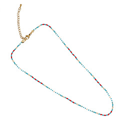 GZ-N220008C Bohemian Style Stainless Steel Collarbone Chain Handmade Braided Beaded Necklace