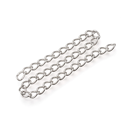 Stainless Steel Color 304 Stainless Steel Curb Chains, with Spool, Unwelded, Stainless Steel Color, 5x3.8x0.8mm, about 328.08 Feet(100m)/roll